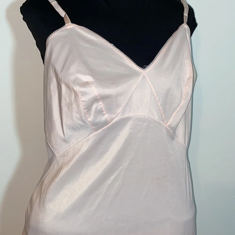 Van Roalte Pink long body Slip Vintage 50s silky Large 40 DuPont Nylon retro - Picture 2 of 8